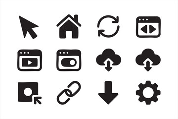 flat design symbols of mobile software coding and ui development