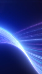 Poster - abstract glowing blue energy flow resembling a fluid stream over a dark background