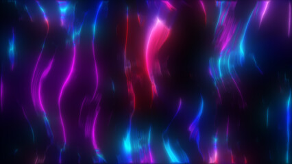 Wall Mural - Bright, vivid neon stripes flowing in a rhythmic pattern of magenta, cyan, and purple, creating energetic visual harmony