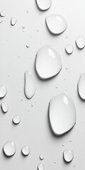 Wall Mural - a beautiful array of water droplets on a white surface captured from above, showcasing varying sizes
