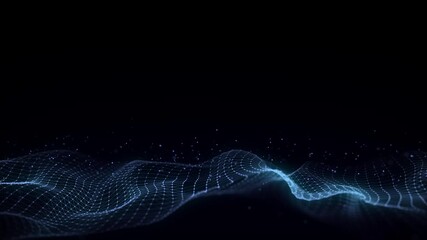 Wall Mural - Futuristic technology wave. Digital cyberspace. Abstract wave with moving particles on a blue background. Big data analytics. 3d rendering.
