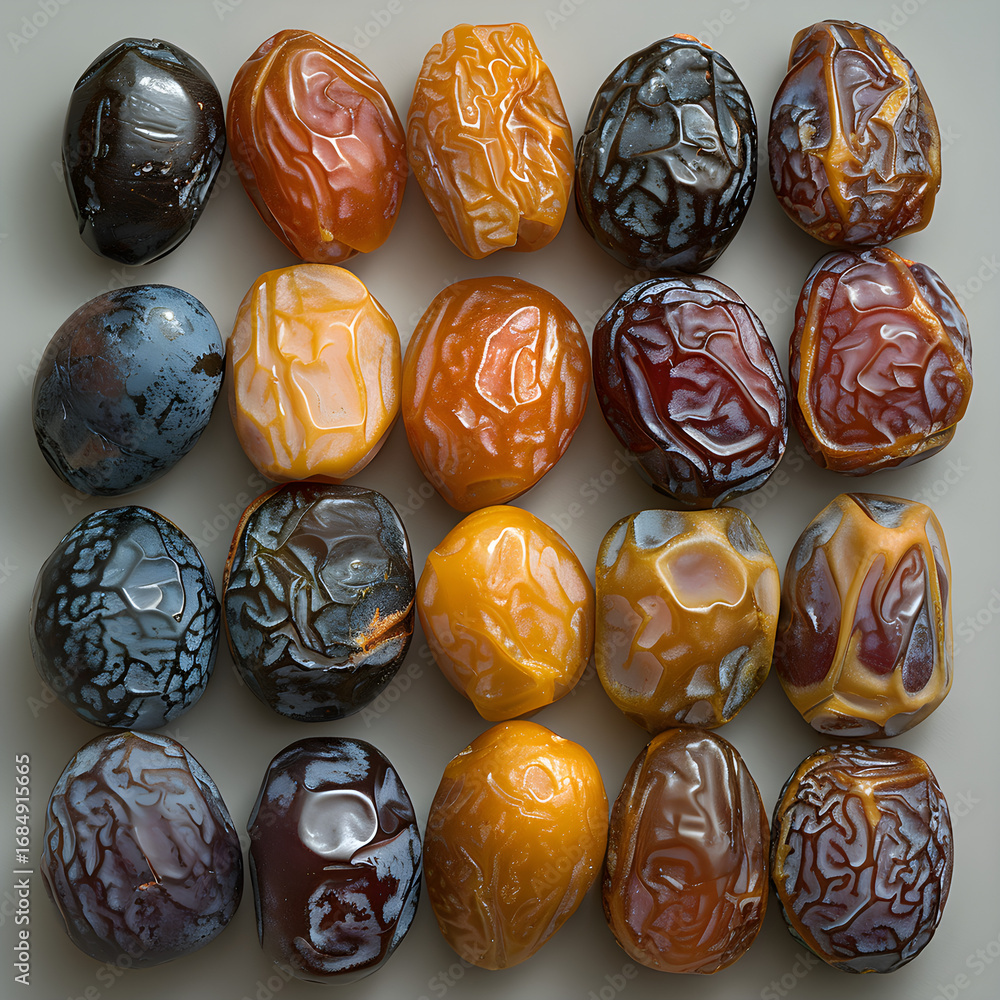 Dates By Color High resolution high clarity image of A 2 row layout of 12 dates (6 per ...