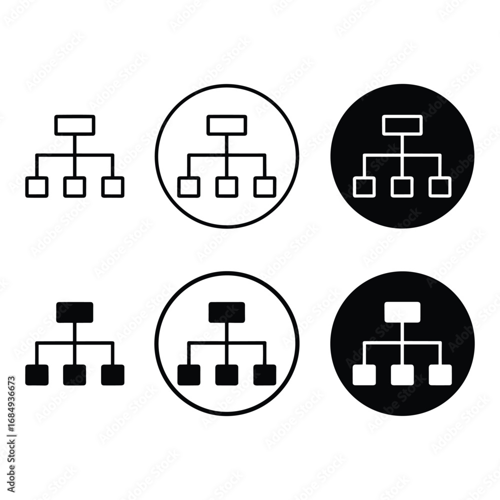 Organization Chart Icons Set Hierarchy Structure Diagram Symbols vector ...