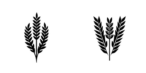 Wall Mural - Minimalist black-and-white vector illustration featuring wheat stalk silhouettes on a white background