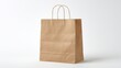 © Neon Stock - Ultra quality image of single, empty paper shopping bag on white background , vertical, simple.