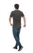 © 1STunningART - Full length rear view portrait of a man walking determined and confident isolated on transparent background