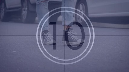 Wall Mural - animation of countdown over man walking