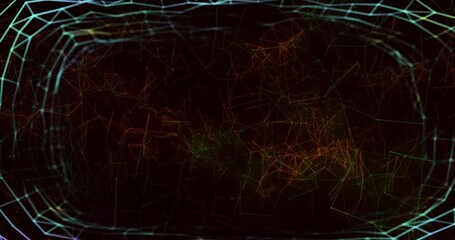 Wall Mural - animation of lines and connections in black digital space