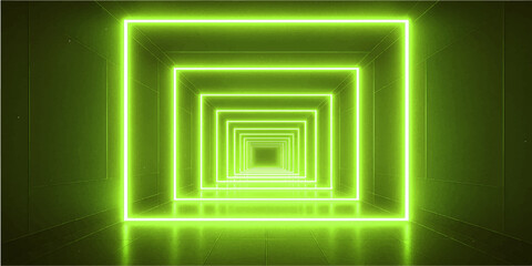 Abstract green 3D background with geometric squares and maze pattern design