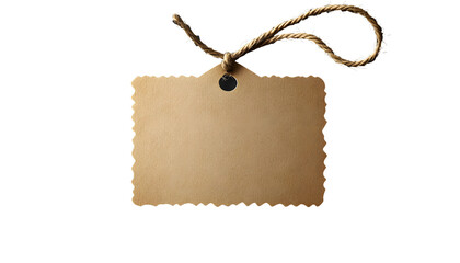 blank paper tag with string isolated on transparent ackground with shadow