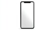 © Satria - Sleek, black smartphone with a blank, white screen; isolated on a white backdrop