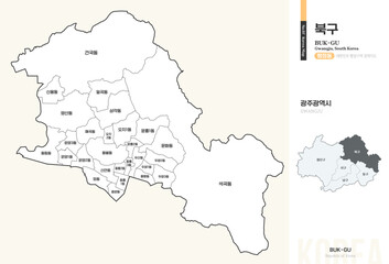  광주광역시 북구 행정동 윤곽선 지도