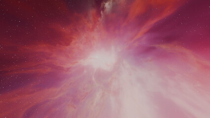 Wall Mural - vivid cosmic display showcases a swirling explosion of colors in deep space, filled with bright stars scattered across a background of purple and pink hues. 3d render