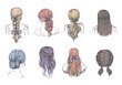 © Madusha - set of ladies fashion hairstyle - Hand drawn vector illustration