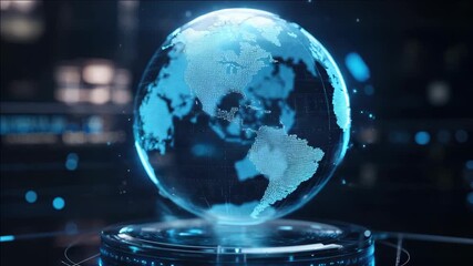 Wall Mural - Futuristic Earth Globe with Technology Elements