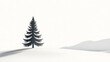 © BlueEchi - Winter Solitude A Lone Pine Tree Stands Tall in a Snow-Covered Landscape, Embracing the Cold
