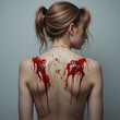 © Alicia - The girl with bloodsuckers on a back on a white background.