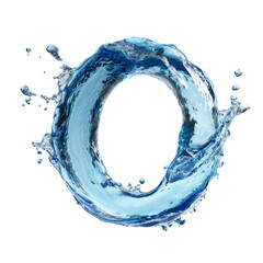 Wall Mural - Watery letter O with dynamic splash effect, isolated for creative design projects on transparent