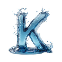 Wall Mural - Captivating letter K crafted from dynamic water splashes on transparent setting showcasing