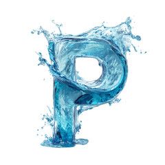 Wall Mural - Dynamic water letter P illustration, created with splashing liquid and isolated transparent