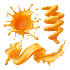Wall Mural - Dynamic liquid composition, swirling caramel, splashes of viscous fluid, golden syrup