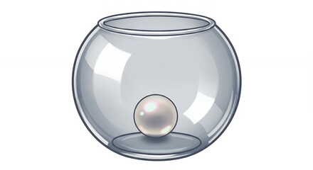 Pearl in glass bowl clear transparent bowl
