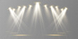 © kulinskaia - Realistic Vector Light Source Collection Stage Spotlights, Projector Beams, Concert Illumination, Transparent Background for Posters, Web Design, Shows, and Night Club Decor