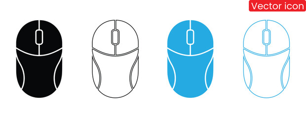 Modern computer mouse icon set with various color and outline options,Mouse icon vector illustration template,Computer mouse icons vector. Left and right click vector.
