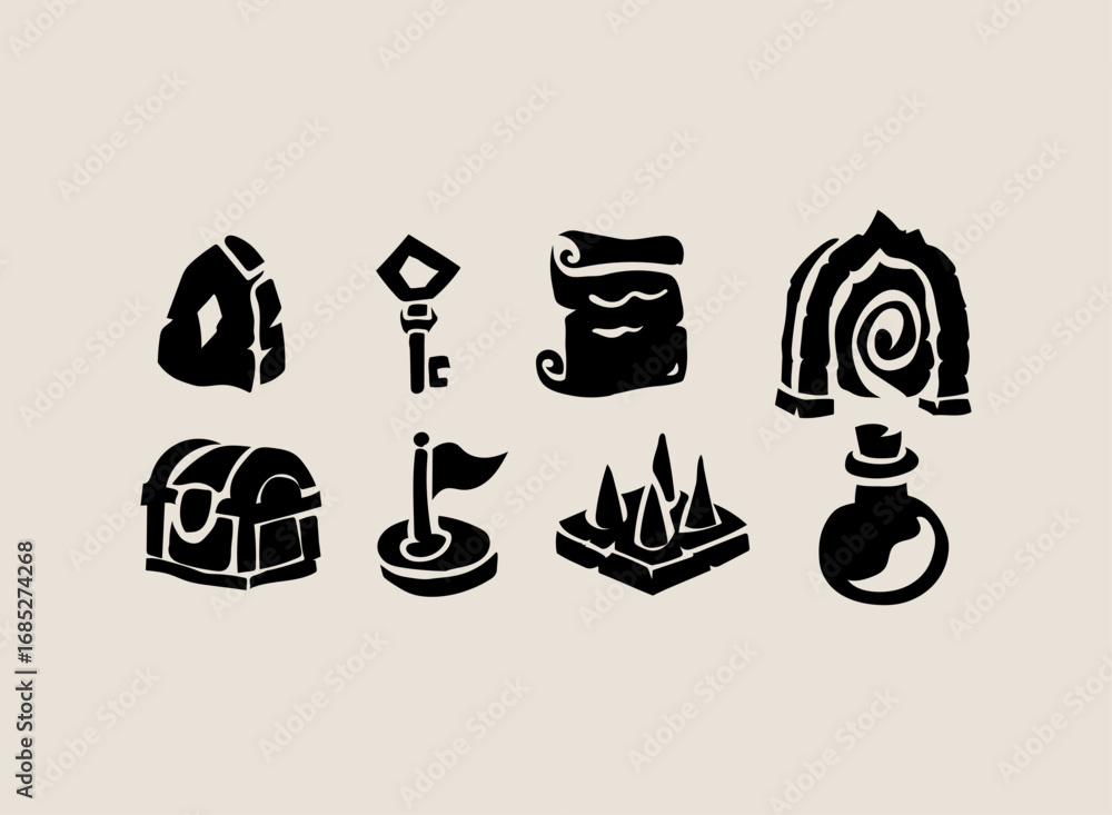 Map Rpg Rune Stone Set of Fantasy RPG Modern Black and White Dungeon Map Asset Pack Icons ...