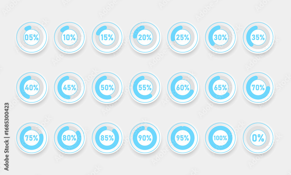 Loading Progress circles. The circle icon template segment ranges from ...