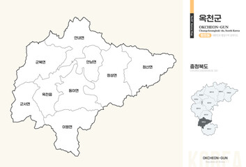  충청북도 옥천군 행정동 윤곽선 지도