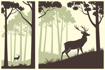 Naklejka na meble Forest Deer Shadow Illustrations
