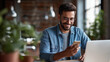 © Kateryna - Joyful Web Conversation and Male in Residence with Mobile for Linkage Online Linking and Web Talk Unwind Break and Individual on Device for Interaction Web and Talk on Portable