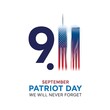911 patriot day remembrance with twin towers and us flag