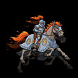 © VIDCRAFT - Knight on Horse Mascot Vector Medieval Armored Warrior Riding Charger Logo Illustration