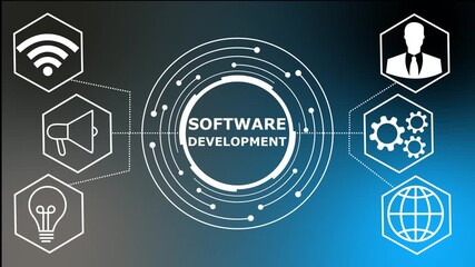 Modern software development concept. business technology virtual screen background. performance metrics, and business insights from large data sets ,network , business ,technology concept 4k..,,
