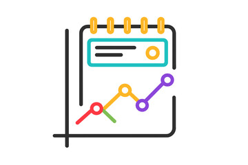 Colorful line graph with calendar icon representing data analysis timeline performance map