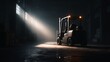 © tunanon - Dark Warehouse Scene with Forklift Under Spotlight Glow