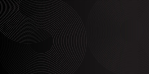 Wall Mural - Black abstract background with circle lines simple art modern design
