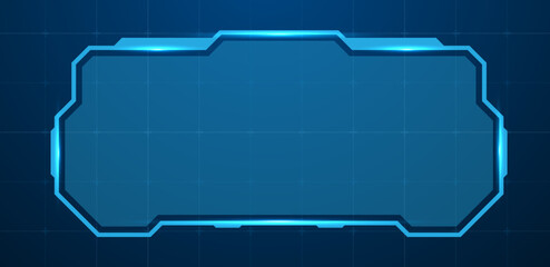 Digital HUD screen or technology box blue light interface vector editable	