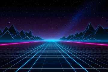 Wall Mural - Grid background with a glowing purple light in the center.