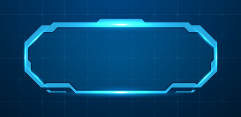 Digital HUD screen or technology box blue light interface vector editable	