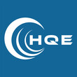 © Mahfuz - HQE letter design. HQE letter technology logo design on a Blue background. HQE  Monogram logo design for an entrepreneur and business.