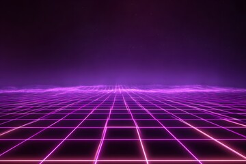 Wall Mural - Grid background with a glowing purple light in the center.