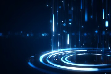 Wall Mural - A futuristic background with digital lines and circles, representing the theme of data visualization in technology and science