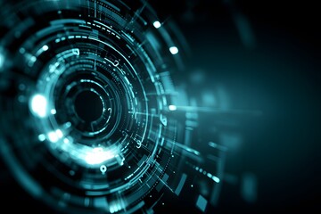 Wall Mural - A futuristic background with digital lines and circles, representing the theme of data visualization in technology and science