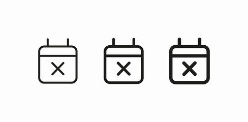 calendar with cross icon sign vector