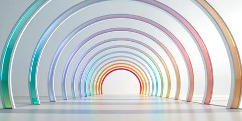 Abstract 3D holographic glass circle rings with rainbow gradient isolated on white