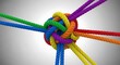 © MAHMUDUL - Colorful ropes tied together in a complex knot symbolizing unity and connection