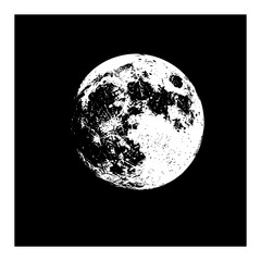 Wall Mural - moon in the night sky black and white outline line art drawing illustration of celestial object
